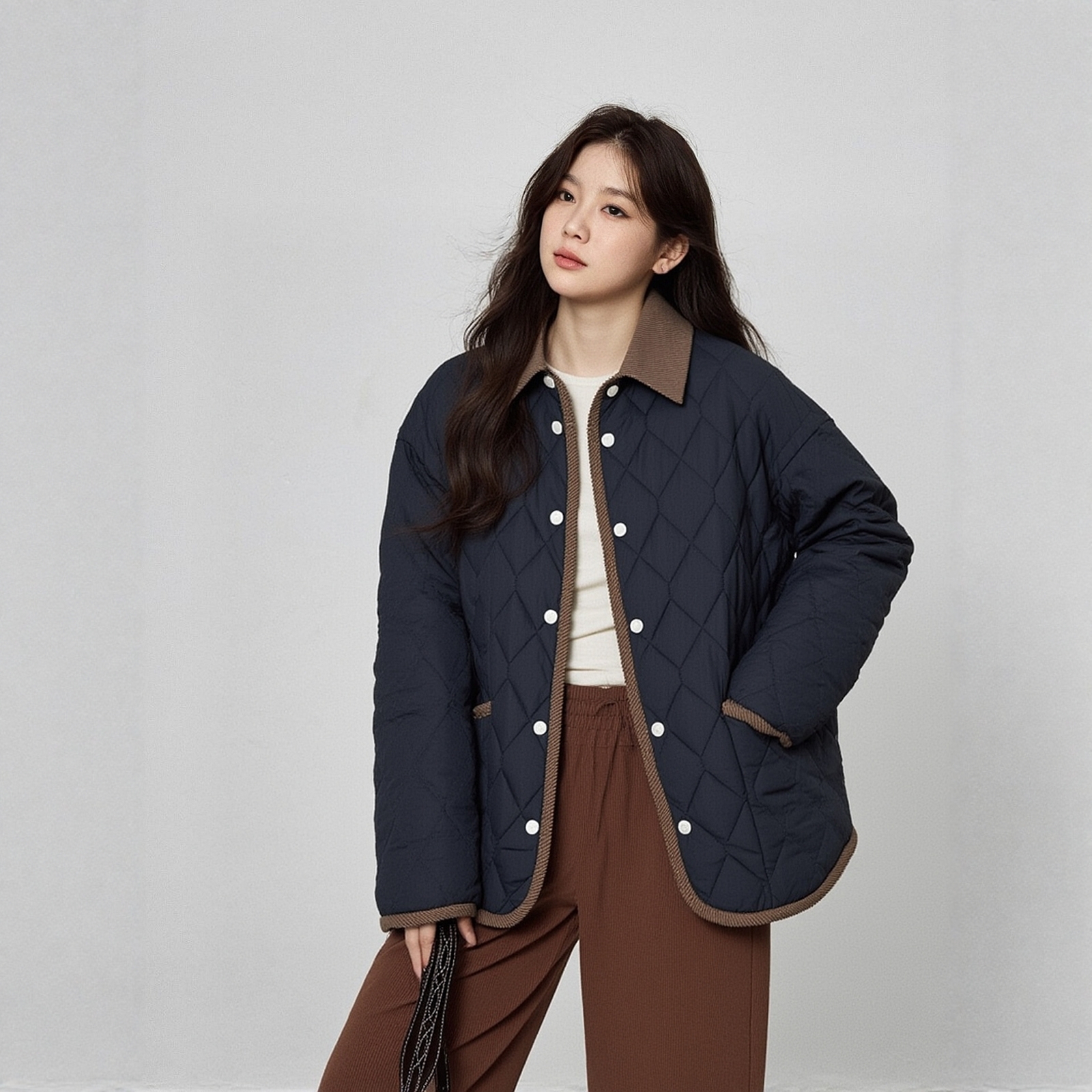 凤凰依屋大码宽松简约棉服外套