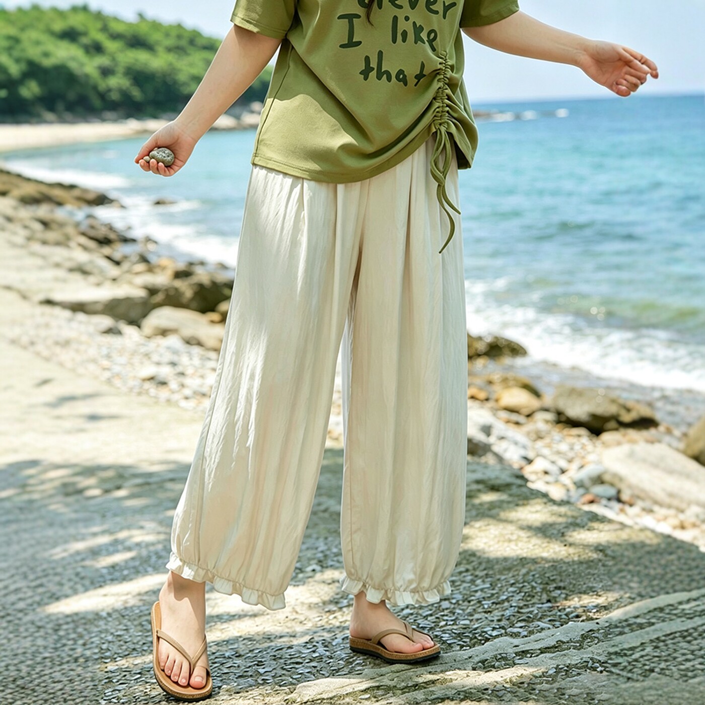 凤凰依屋大码女装夏季九分休闲裤图片