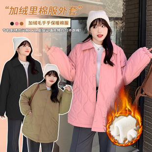 爆款 200斤加绒加厚特大女装 棉衣外套 mm胖正肩棉服女2025新款 大码