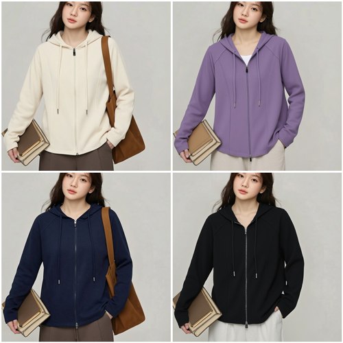 显瘦立体裁剪连帽外套