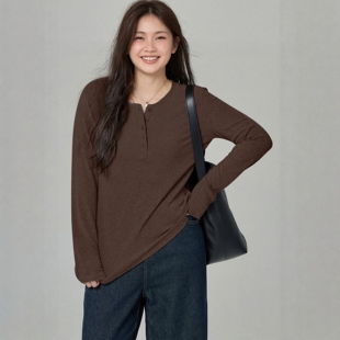 大码胖mm巨好看上衣正肩长袖内搭时尚遮肚女装秋冬美拉德色打底衫