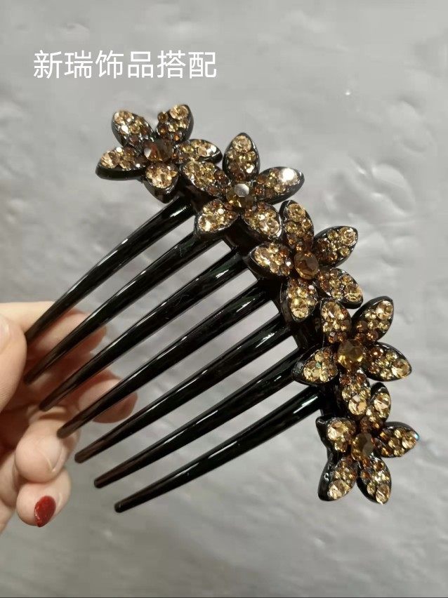 新款小花盘发发插插梳网红头饰