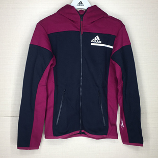 ZNE男子针织撞色连帽运动训练防风夹克外套GM6535 Adidas阿迪达斯