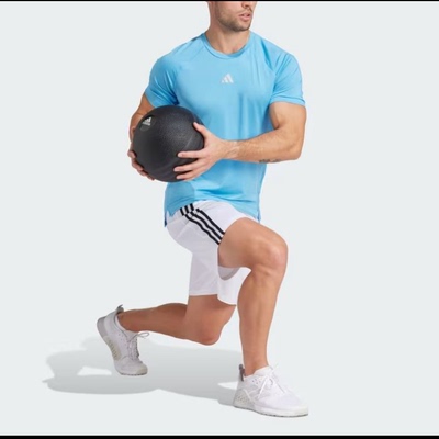 Adidas阿迪达斯男款速干透气反光logo运动健身短袖圆领T恤IS1295