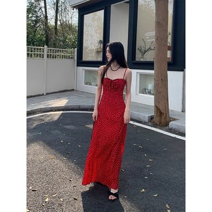 辣妹a字裙子吊带裙海边长裙 碎花裙吊带连衣裙女装 夏季 新款 时尚