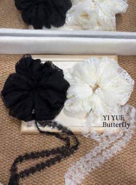 莉莉丝飘带发圈天总同款超大号重工双层蕾丝网纱设计大肠发圈头绳