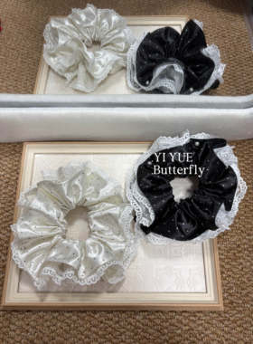 韩国东大门珍珠蕾丝花边大肠发圈头绳女复古日常绑马尾发饰发绳女