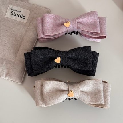 爱心金片蝴蝶结发夹女后脑勺竖夹盘发扭扭夹双面高级感大号香蕉夹