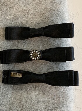 韩国黑色细长蝴蝶结发夹侧边夹高级感前额刘海边夹一字鸭嘴夹头饰