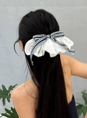 韩国少女学院风撞色蕾丝蝴蝶结裙摆弹簧夹盘发百搭顶夹精致发夹子