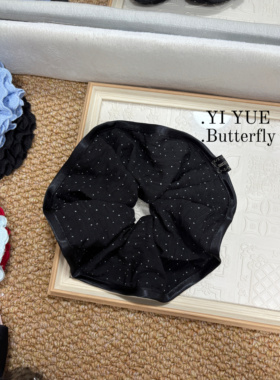 赵露思同款韩系新款简约小众复古波点黑色大肠发圈头绳发神发饰品