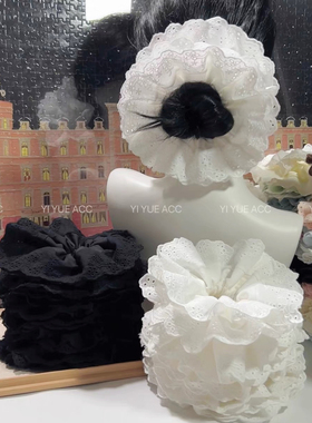 赵露思同款大号四层蕾丝肥肠发圈大肠圈法式发饰品扎头发绳女新款