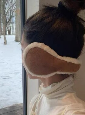 韩国代购同款 秋冬毛绒绒加厚保暖护耳纯色ins耳套骑车耳暖耳罩女