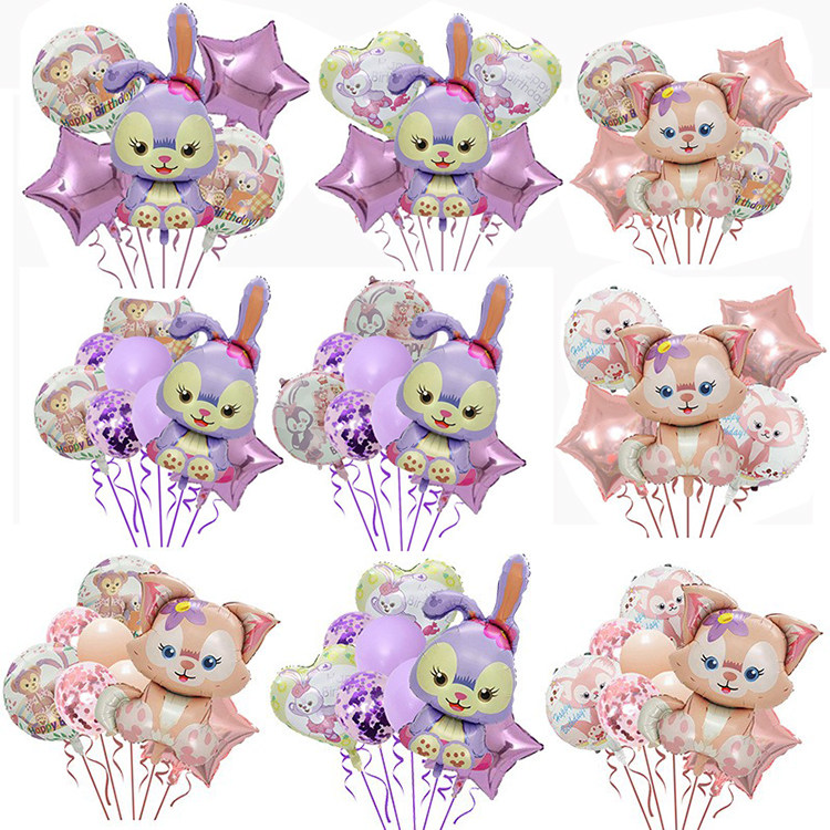 紫色芭蕾兔子气球卡通儿童生日布置装饰女孩宝宝玩具拍照派对