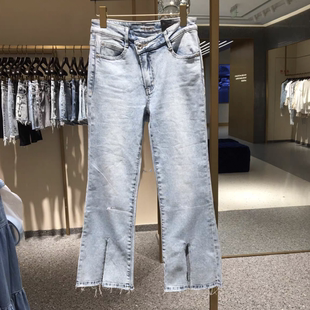 专柜直发2022春夏直筒九分牛仔裤 6w2jj2050000 女m