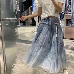 2020夏季新款天使系列牛仔拼网纱半身裙女B—602KJ5080000