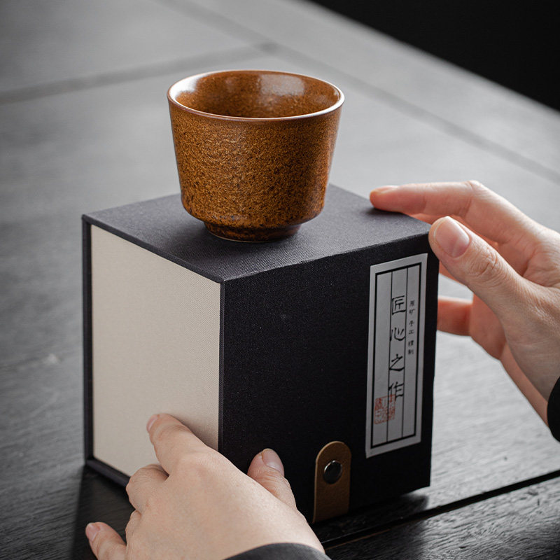 手工柴烧茶杯个人专用功夫茶具窑变品茗杯喝茶主人杯单杯复古茶盏