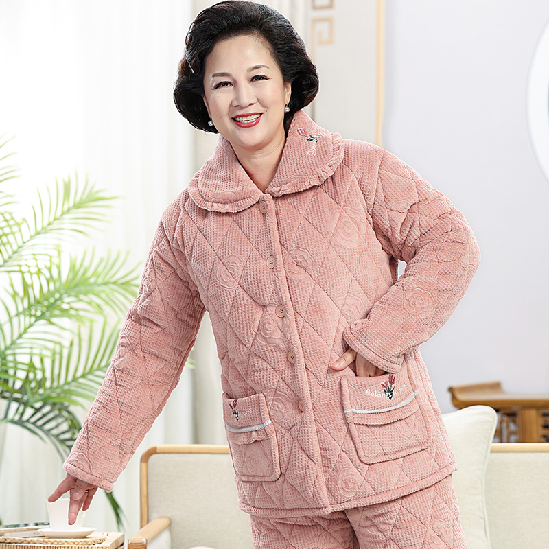 秋冬季女士加厚加绒珊瑚绒家居服