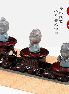 红木实木根雕高低底座摆件奇石头花瓶紫砂茶壶底座壶垫圆形木质托