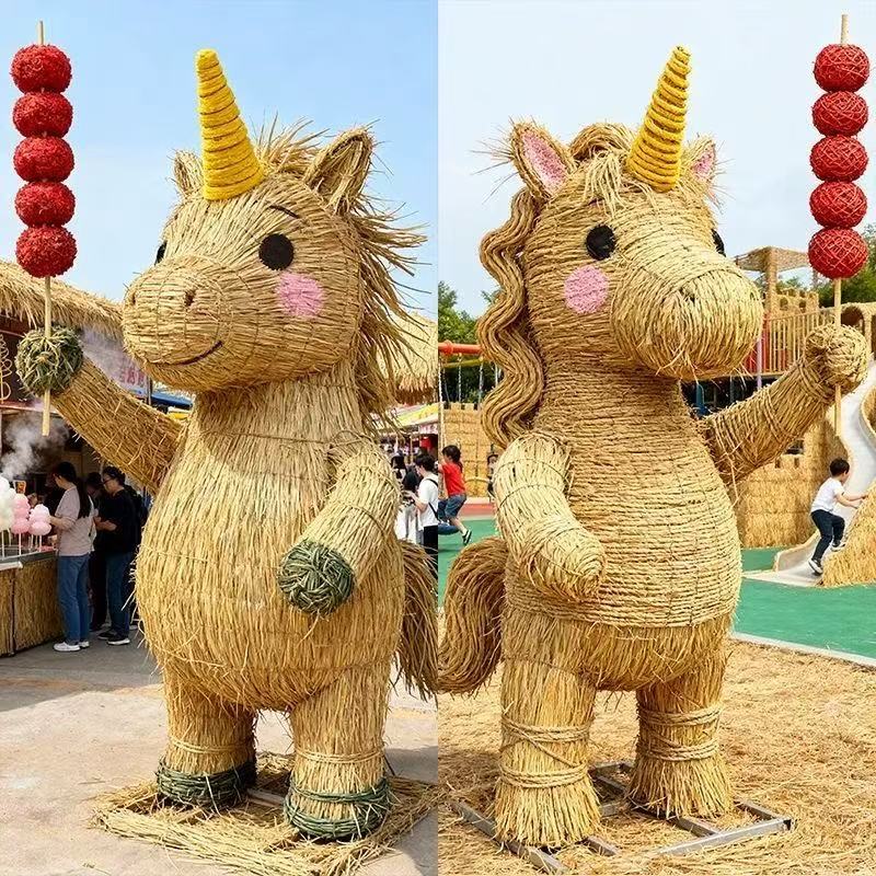 稻草工艺品卡通定制稻草制作雕塑