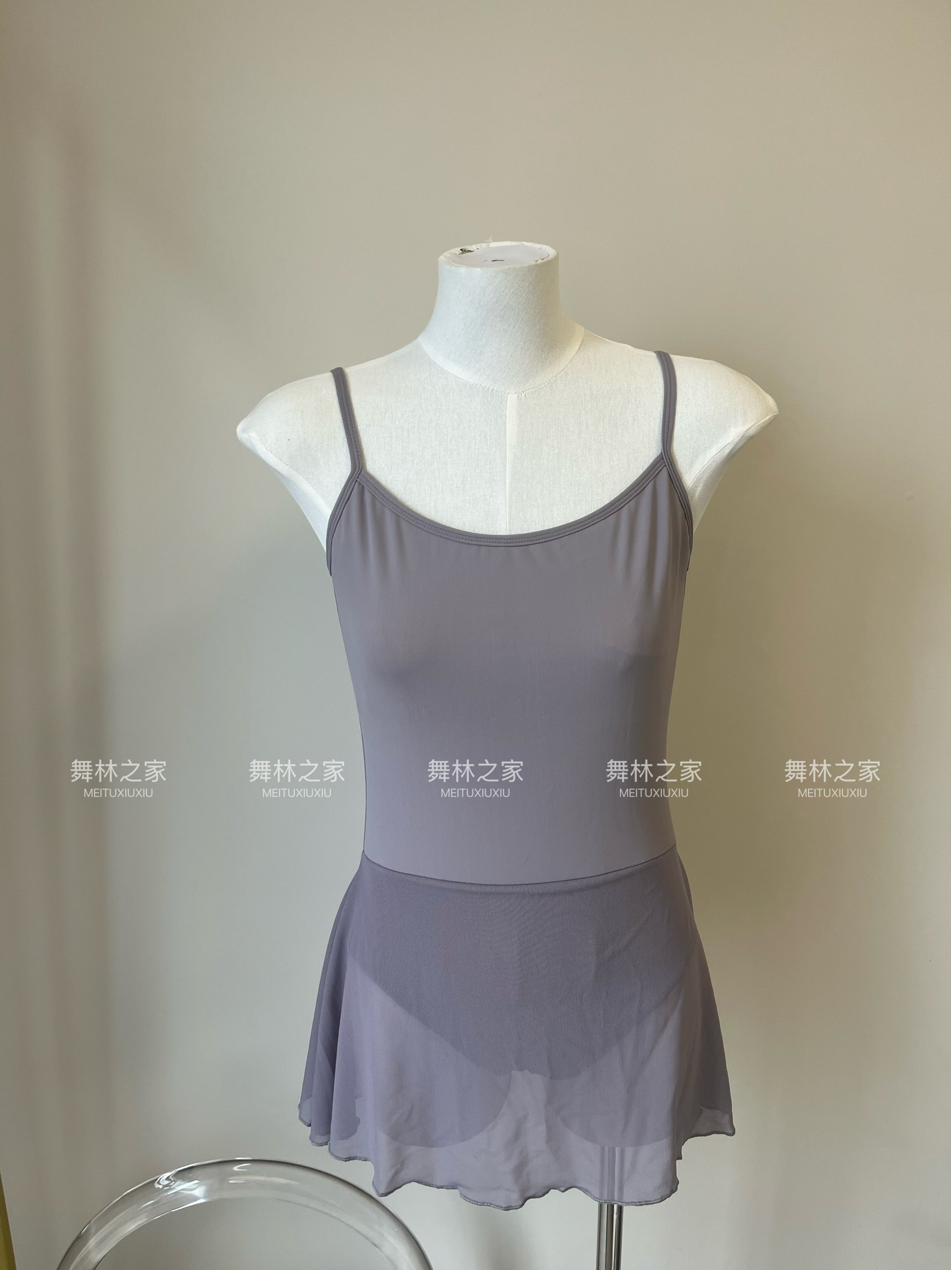 可调节吊带舞蹈服芭蕾舞练功服艺考体操服带纱裙连体短裙一件套
