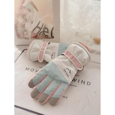 日本专业滑雪手套冬季女士加绒厚触屏玩雪骑行电动车防寒风棉保暖