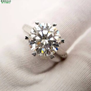 超白莫桑钻 9K白金戒指 圆形 11MM 5CT D色 VVS1 超大颗 超美!