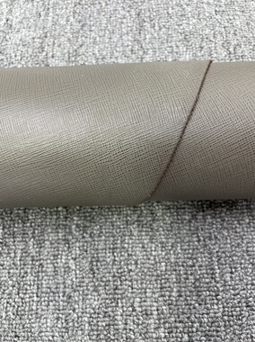 E408进口头层灰色十字纹牛皮 手感中挺厚度1.91mm