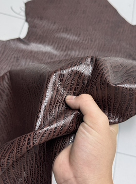 E508进口头层棕色压纹羊皮 手感微挺 厚度0.9mm