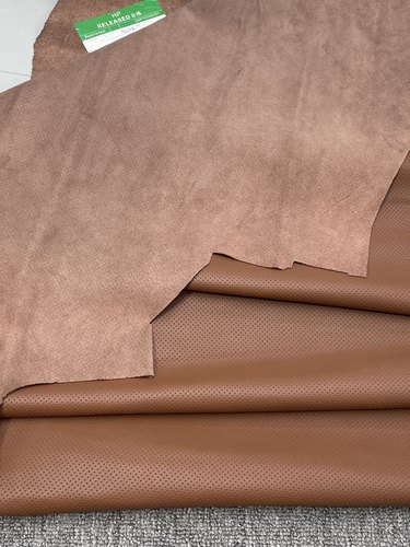 H430厚度0.9mm进口头层棕色半打孔napa牛皮手感微软 18平方英尺