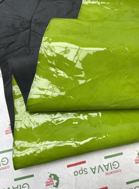 H786厚度1.1mm进口头层意大利进口牛油果绿手抓花纹漆皮 手感微挺