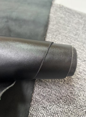 B347进口头层1.2mm黑色平纹牛皮微挺16平方英尺*7=112元包邮