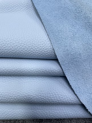 H681厚度1.6mm进口牛皮头层浅蓝色大荔枝纹手感微软