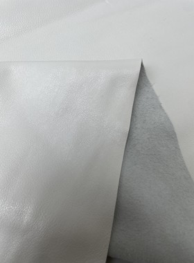 E1219进口头层白色荔枝纹牛皮手感微软厚度1.6mm