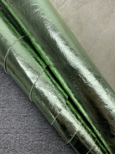 L249厚度0.8mm意大利进口头层绿色金属爆裂纹牛皮手感微软