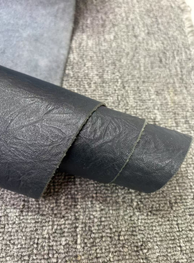 B354进口头层1.4mm深蓝色手抓花牛皮微软22平方英尺*7=154元包邮