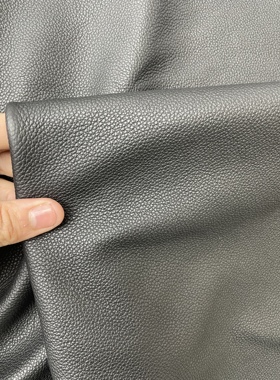 E1285进口头层黑色荔枝纹牛皮手感微软厚度1.5mm