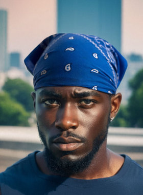 蓝色骑行头巾男女包头防晒三角巾街舞运动发带摩托车蒙面嘻哈方巾