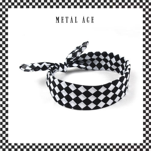 方格骑行头巾男包头三角巾嘻哈方巾巡航摩托机车面巾潮流运动发带 - 封面