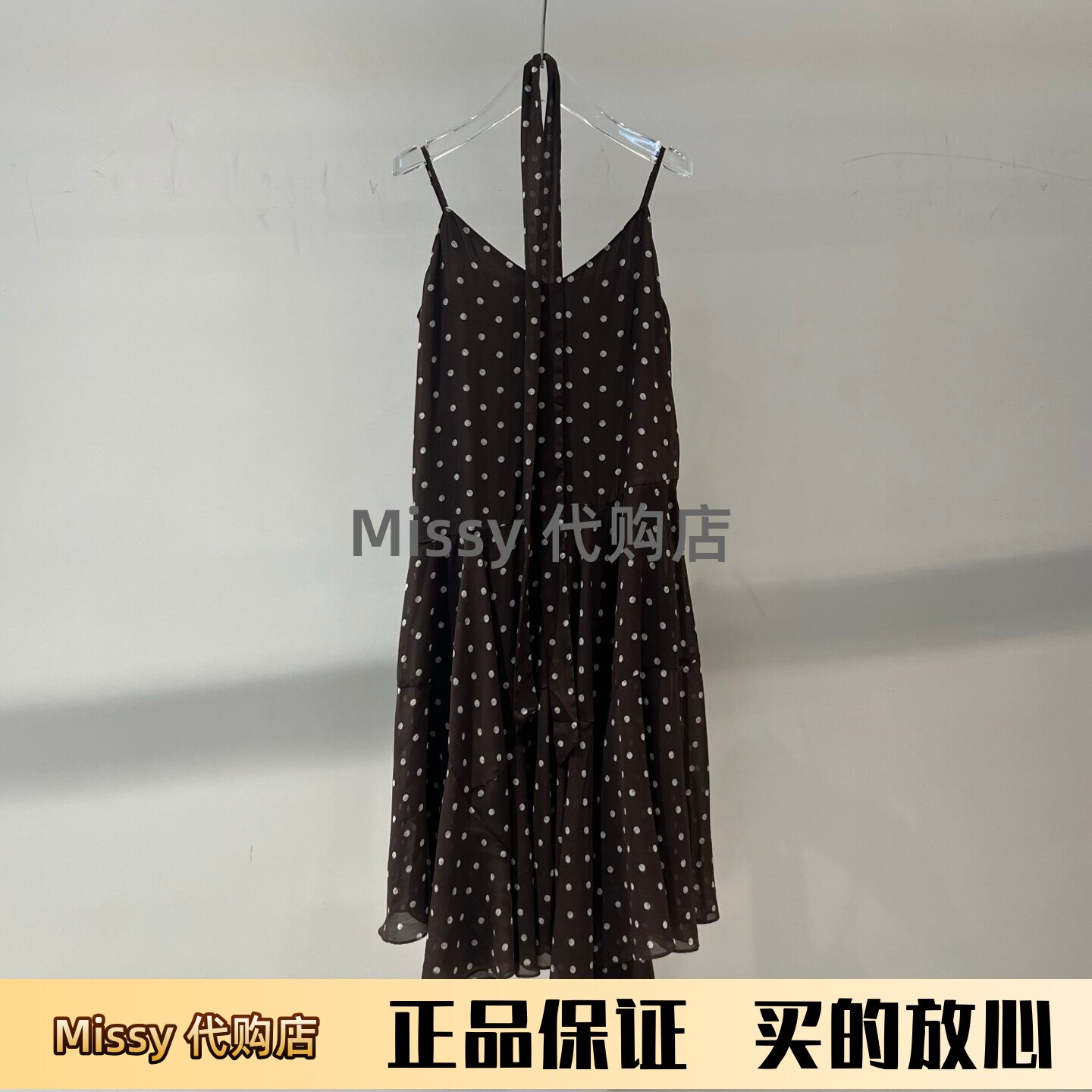 艾诺丝正品国内代购2026夏新款波点A字吊带连衣裙女902161-1580