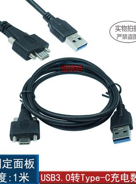 直头Type-C转USB3.0充电数据线带双螺丝可固定锁面板10GbpsUSB3.1