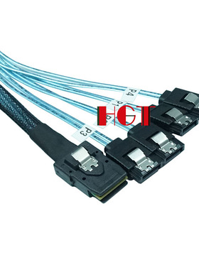 1分4 Mini SAS线SFF8087-4SATA3一转四硬盘数据电源线6G 0.5米