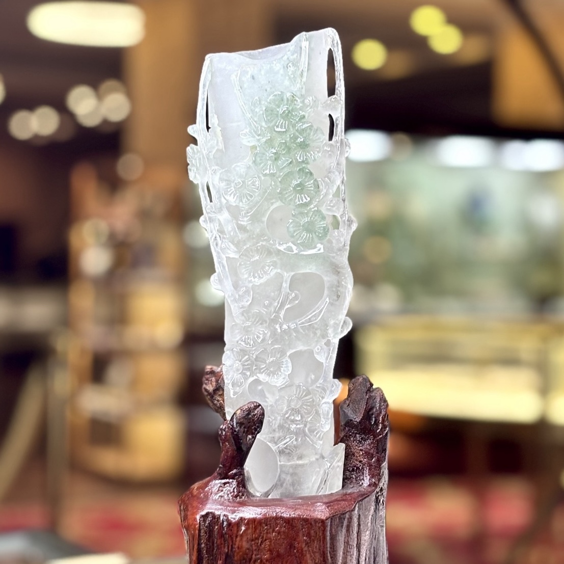 【挚爱】天然绿幽灵水晶 梅花摆件