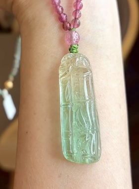 【挚爱碧玺】珍贵老料 巴西碧玺节节高升大吊坠 雕工精美