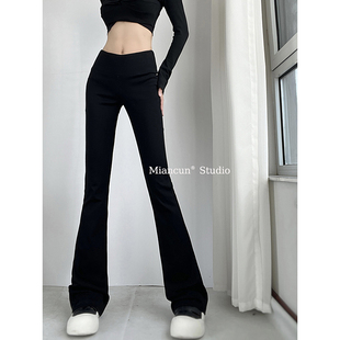 显瘦运动卫裤 春秋新款 女黑色瑜伽喇叭裤 MianCun低腰休闲微喇裤