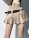 美式 显瘦显腿长百搭辣妹a字裙 校园风复古腰带百褶短裙女春秋新款