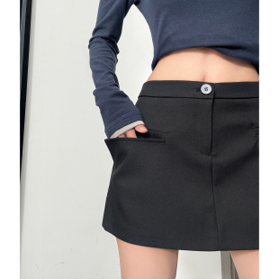 可拆口袋装 半身裙女秋季 新款 A字裙辣妹包臀短裙高腰显瘦裙 饰西装