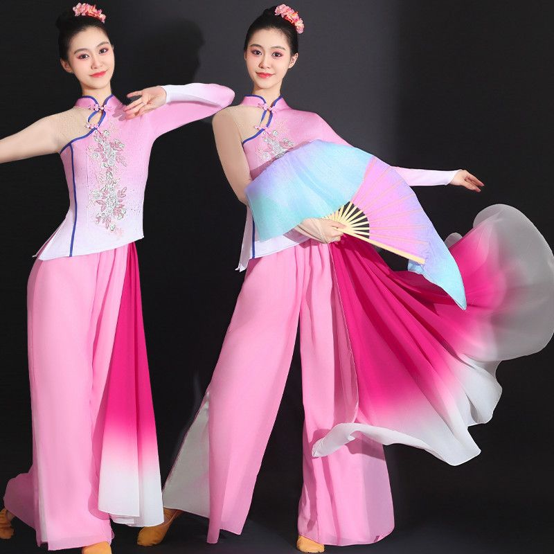 古典舞演出服女飘逸粉色彩云追月民族舞蹈服群舞表演服装扇子舞蹈