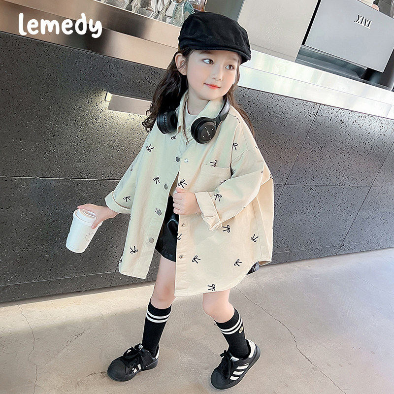 韩国Lemedy女童长袖衬衫外套春季2026新款儿童春装宝宝开衫薄上衣