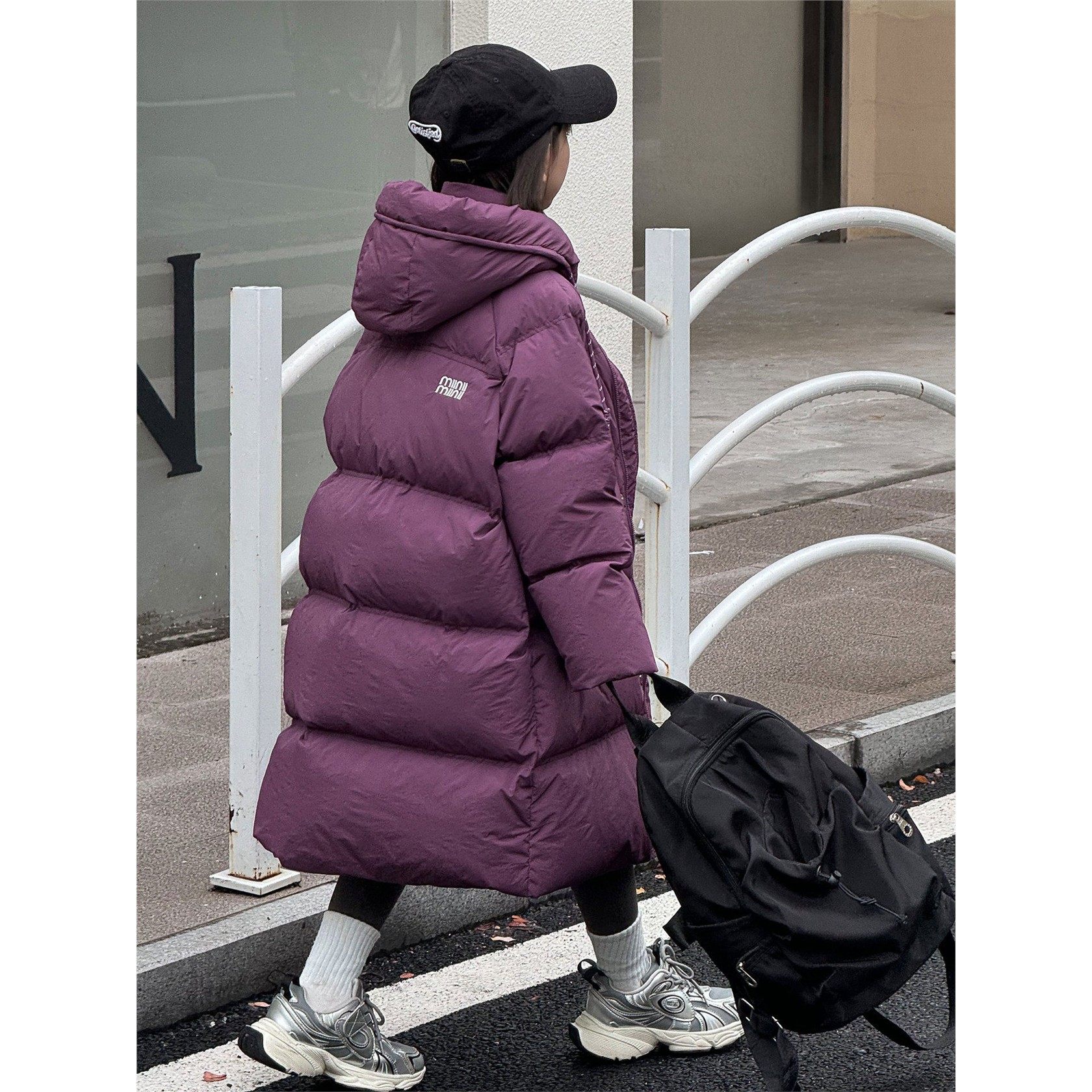 英国FULY儿童羽绒服女童中长款过膝加厚连帽90白鸭绒冬装棉服外套